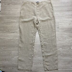 Grayers Aventura Washed Linen Safari Pants Men's 38x32 Khaki Brown NWT $155 MSRP
